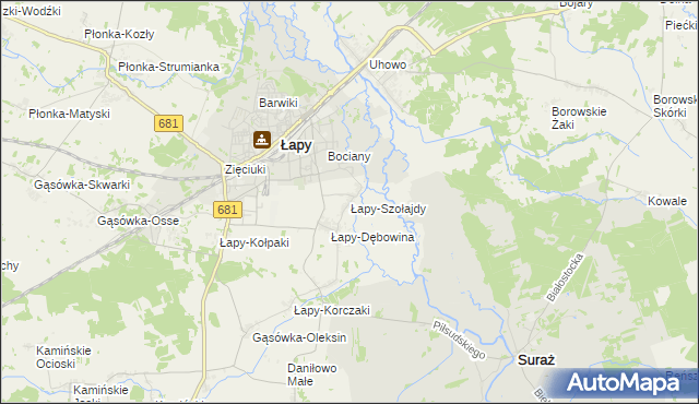 mapa Łapy-Szołajdy, Łapy-Szołajdy na mapie Targeo