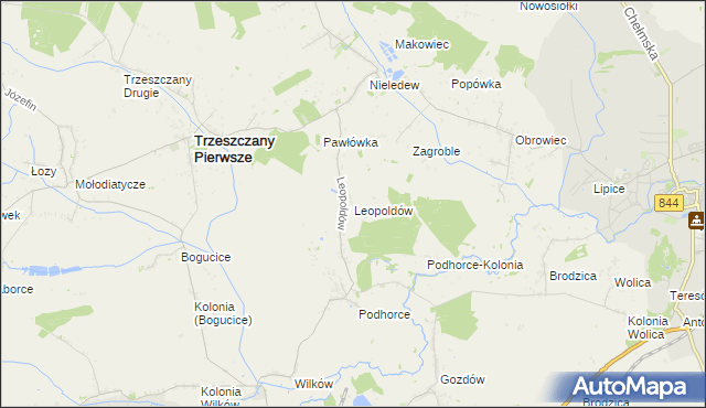 mapa Leopoldów gmina Trzeszczany, Leopoldów gmina Trzeszczany na mapie Targeo