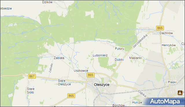 mapa Lubomierz gmina Oleszyce, Lubomierz gmina Oleszyce na mapie Targeo