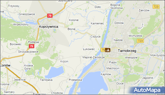 mapa Łukowiec gmina Koprzywnica, Łukowiec gmina Koprzywnica na mapie Targeo