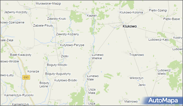 mapa Łuniewo Wielkie, Łuniewo Wielkie na mapie Targeo