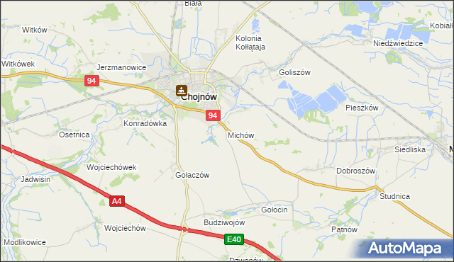 mapa Michów gmina Chojnów, Michów gmina Chojnów na mapie Targeo