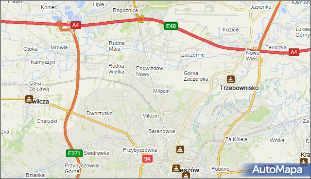 mapa Miłocin gmina Głogów Małopolski, Miłocin gmina Głogów Małopolski na mapie Targeo