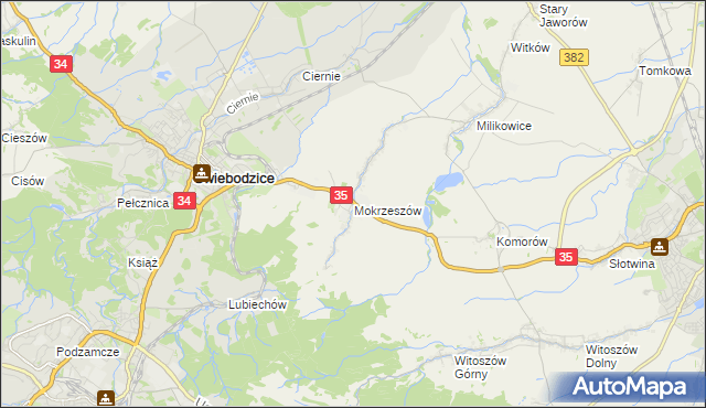 mapa Mokrzeszów, Mokrzeszów na mapie Targeo