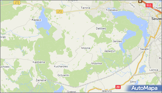 mapa Mosina gmina Szczecinek, Mosina gmina Szczecinek na mapie Targeo