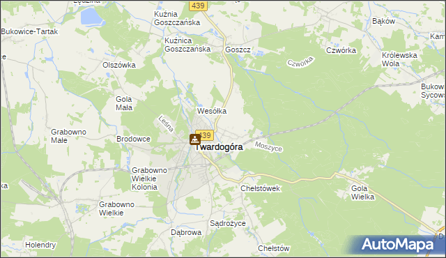 mapa Moszyce, Moszyce na mapie Targeo