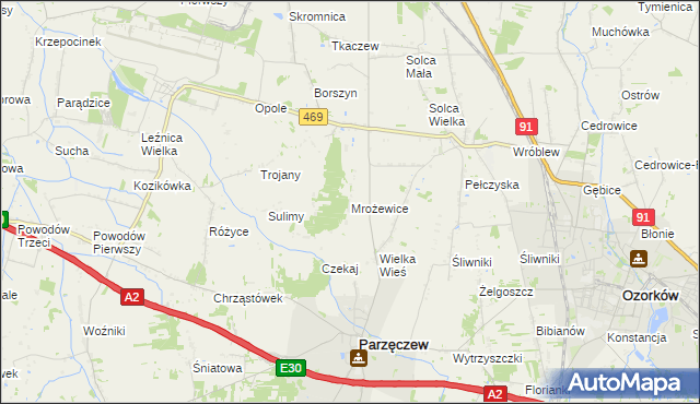 mapa Mrożewice, Mrożewice na mapie Targeo