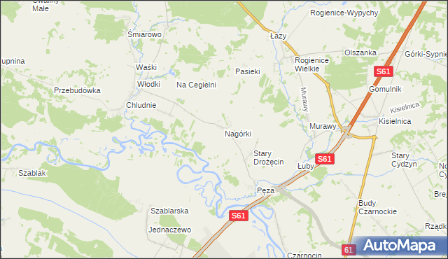 mapa Nagórki gmina Piątnica, Nagórki gmina Piątnica na mapie Targeo