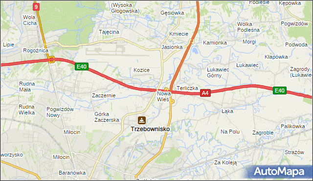 mapa Nowa Wieś gmina Trzebownisko, Nowa Wieś gmina Trzebownisko na mapie Targeo