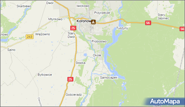 mapa Okole gmina Koronowo, Okole gmina Koronowo na mapie Targeo