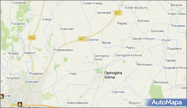 mapa Opinogóra Dolna, Opinogóra Dolna na mapie Targeo