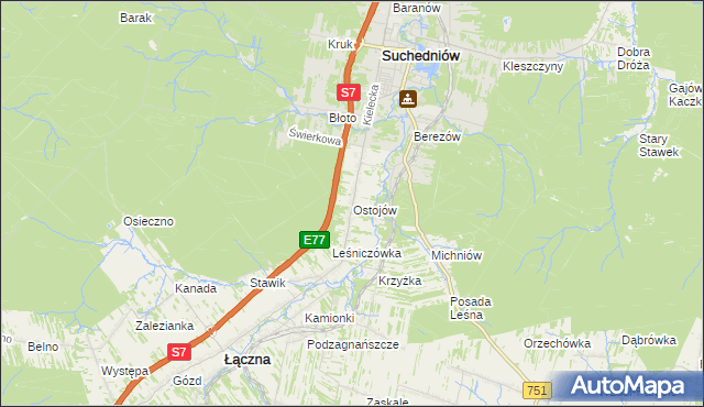 mapa Ostojów, Ostojów na mapie Targeo