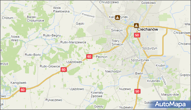 mapa Pęchcin, Pęchcin na mapie Targeo