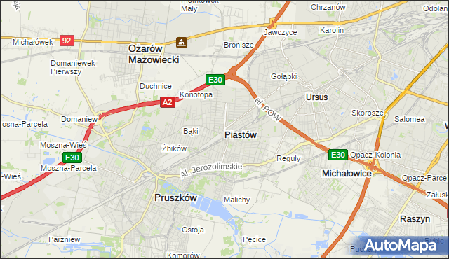 mapa Piastów powiat pruszkowski, Piastów powiat pruszkowski na mapie Targeo