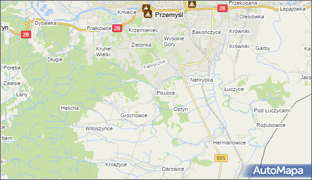 mapa Pikulice, Pikulice na mapie Targeo