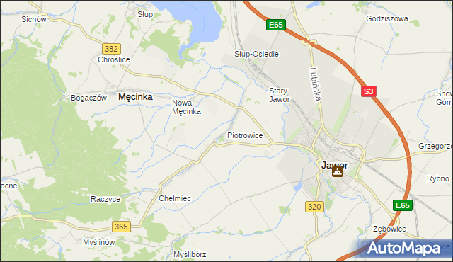 mapa Piotrowice gmina Męcinka, Piotrowice gmina Męcinka na mapie Targeo