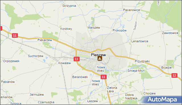 mapa Pleszew, Pleszew na mapie Targeo