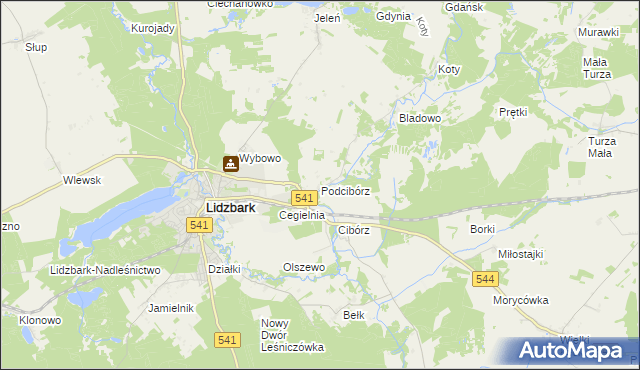 mapa Podcibórz, Podcibórz na mapie Targeo