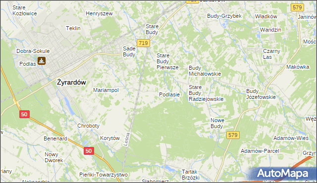 mapa Podlasie gmina Radziejowice, Podlasie gmina Radziejowice na mapie Targeo