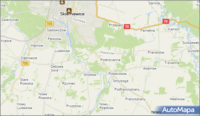 mapa Podtrzcianna, Podtrzcianna na mapie Targeo