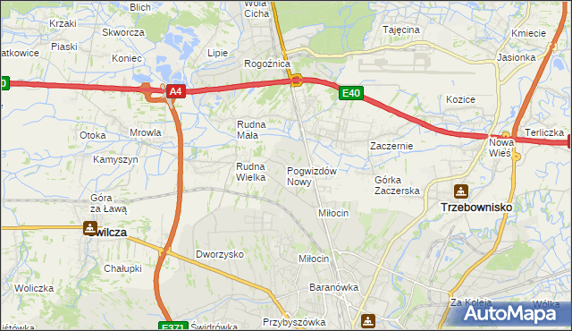 mapa Pogwizdów Nowy, Pogwizdów Nowy na mapie Targeo