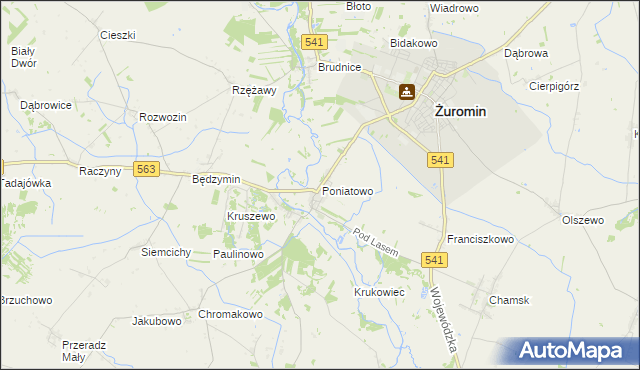 mapa Poniatowo gmina Żuromin, Poniatowo gmina Żuromin na mapie Targeo