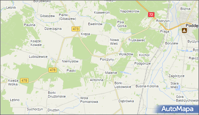 mapa Porczyny, Porczyny na mapie Targeo