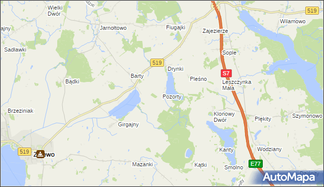 mapa Pozorty, Pozorty na mapie Targeo