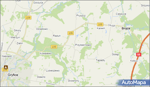 mapa Przybiernowo, Przybiernowo na mapie Targeo