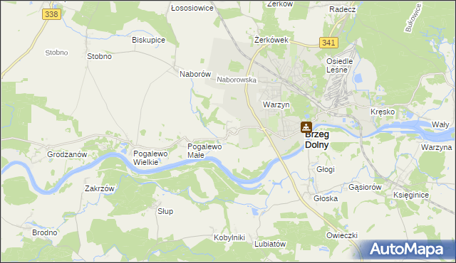 mapa Pysząca gmina Brzeg Dolny, Pysząca gmina Brzeg Dolny na mapie Targeo