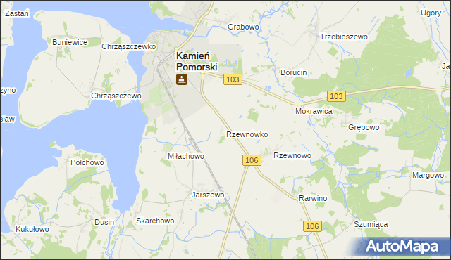 mapa Rzewnówko, Rzewnówko na mapie Targeo