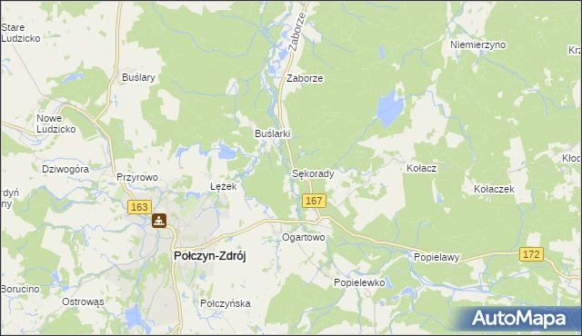 mapa Sękorady, Sękorady na mapie Targeo