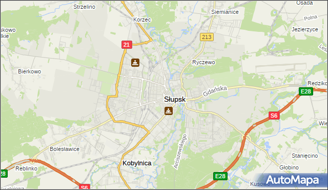 mapa Słupska, Słupsk na mapie Targeo