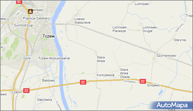 mapa Stara Wisła, Stara Wisła na mapie Targeo