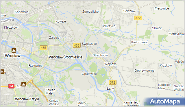 mapa Strachocin gmina Wrocław, Strachocin gmina Wrocław na mapie Targeo