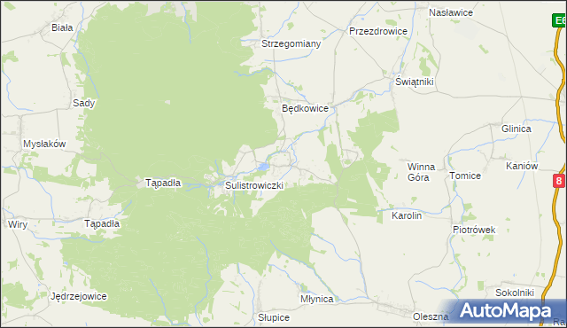 mapa Sulistrowice gmina Sobótka, Sulistrowice gmina Sobótka na mapie Targeo