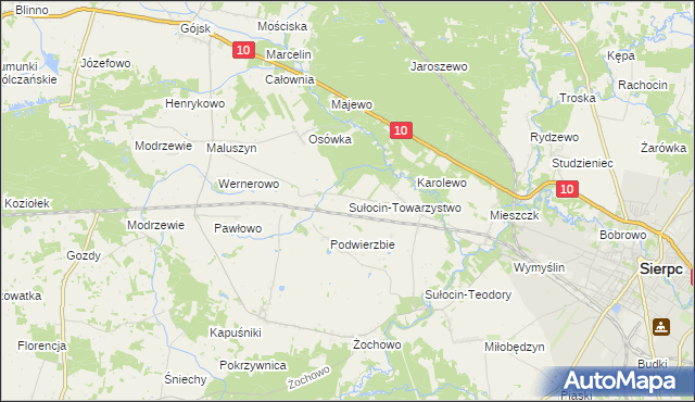 mapa Sułocin-Towarzystwo, Sułocin-Towarzystwo na mapie Targeo