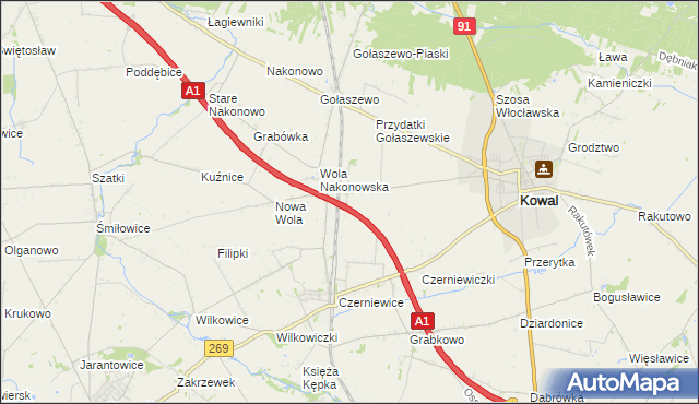 mapa Świerkowo gmina Choceń, Świerkowo gmina Choceń na mapie Targeo