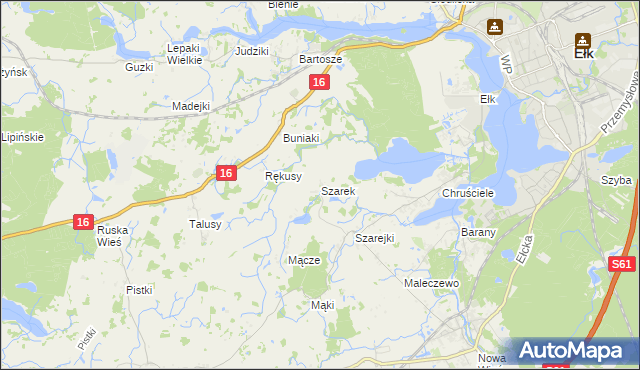 mapa Szarek gmina Ełk, Szarek gmina Ełk na mapie Targeo