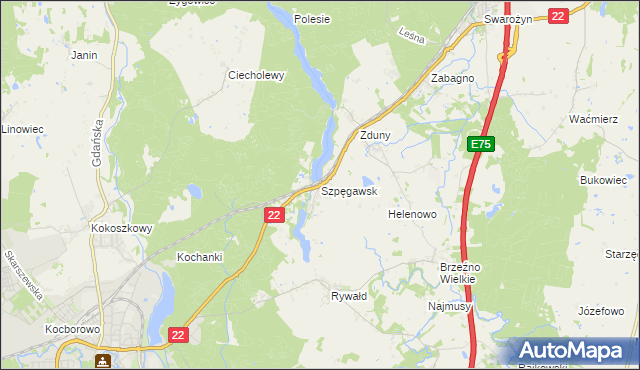 mapa Szpęgawsk, Szpęgawsk na mapie Targeo