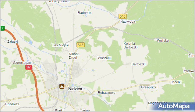 mapa Waszulki, Waszulki na mapie Targeo