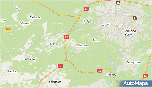 mapa Wilkanowo gmina Świdnica, Wilkanowo gmina Świdnica na mapie Targeo