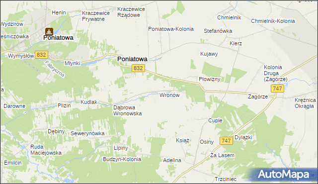 mapa Wronów gmina Bełżyce, Wronów gmina Bełżyce na mapie Targeo