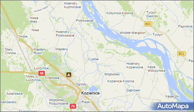 mapa Wymysłów gmina Kozienice, Wymysłów gmina Kozienice na mapie Targeo