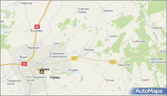 mapa Złotowo gmina Lubawa, Złotowo gmina Lubawa na mapie Targeo