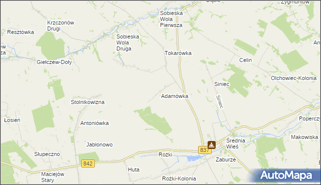 mapa Adamówka gmina Żółkiewka, Adamówka gmina Żółkiewka na mapie Targeo