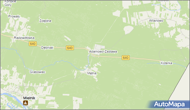 mapa Adamowo gmina Mielnik, Adamowo gmina Mielnik na mapie Targeo