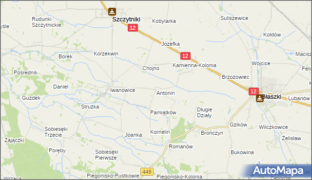 mapa Antonin gmina Szczytniki, Antonin gmina Szczytniki na mapie Targeo