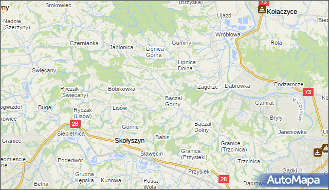 mapa Bączal Górny, Bączal Górny na mapie Targeo