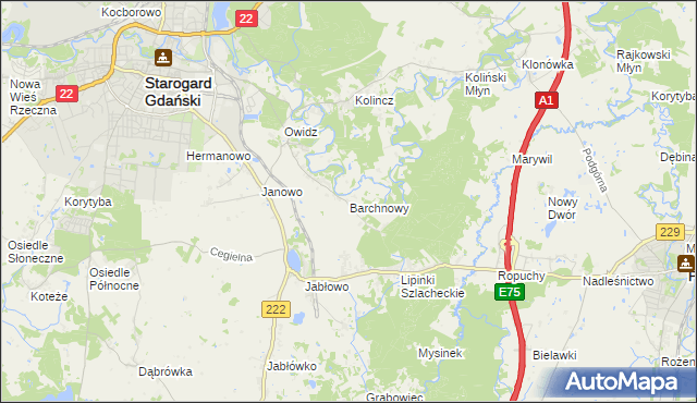 mapa Barchnowy, Barchnowy na mapie Targeo